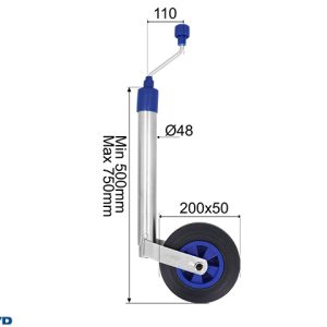 Stödhjul Ø48 mm 150 kg 200×50 mm
